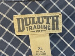 Duluth Flex KPI Button Shirt Men’s XL Blue White Plaid Nylon Spandex Stretch