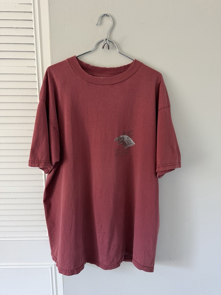 VTG 90s Thrashed Grunge Bald Eagle Cotton T-Shirt XL
