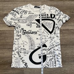 Dolce & Gabbana All Over Graffiti Scribble Logo Print T-Shirt White Men’s 48 M