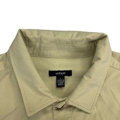 Alfani Mens Solid Twill Button Down Overshirt Pale Khaki Tan L