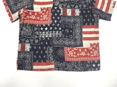 Polo Ralph Lauren American Flag Patchwork Print Distressed Boho Beach Camp Shirt
