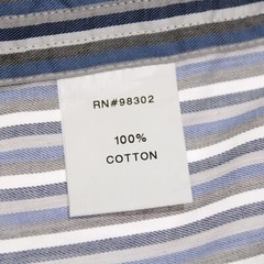 GMF NWOT Casual Button Down Shirt 16.5 42 In White With Blue & Gray Stripes