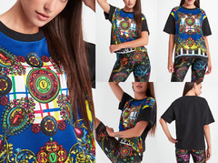 VERSACE JEANS COUTURE PATTERNED Baroque Top Blouse Shirt Oversized T-shirt XL
