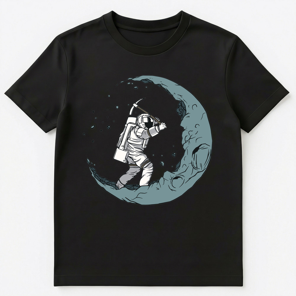 Astronaut Mining Moon With Pickaxe Graphic Unisex T-Shirt