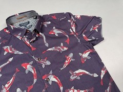 Men’s Ted Baker Fish Pattern Short Sleeve Slim Fit Shirt size S/M