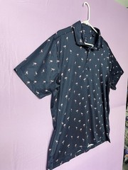 Construct Quick Dry Performance Golf Polo Men 2XL Blue Dotted Flamingos XXL