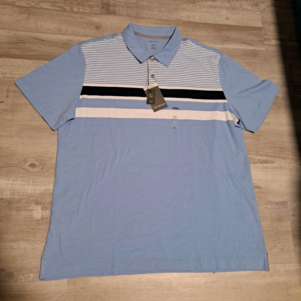 Van Heusen Soft Touch Regular Fit Blue Striped Men’s Polo Shirt XL