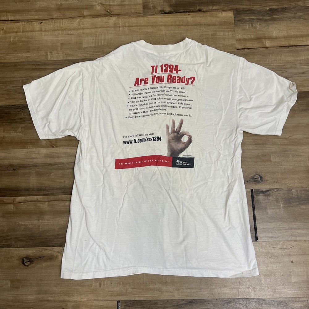 Vintage Texas Instruments 1999 PC Checklist Shirt Size 2XL? Yellowing