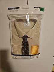 NWT Bespoke Classic Fit 3 Piece Set Dress Shirt Tie Pocket Square Men’s Sz Large