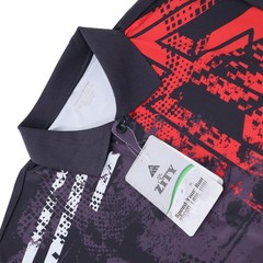 Zity SpeedRun Mens Performance Polo Shirt L Black Red Geometric Graphic DS1179