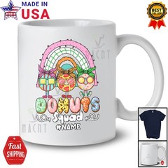 Custom Name Donut Squad; Amusing Leopard Three Donuts Sunglasses; Rainbow Shirt