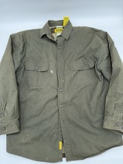 Stanley Mens L Olive Green Flannel Lined Barn Work Shirt Jacket Chore READ