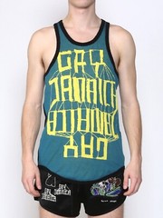BERNHARD WILLHELM ‘Gay Jamaica’ SS2018 Men’s Designer Knit Tank Top S Green NWT!