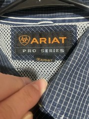 Ariat Pro Series Men’s Blue Check Long Sleeve Button-Down Shirt w/ Pocket