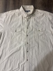 Croft & Barrow Mens Button-Down Long Sleeve Shirt Cream Khaki Chino Size LT