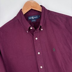 VTG Polo Ralph Lauren Blaire Shirt Mens XL Burgundy Heavyweight Twill Preppy