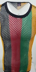 CRYSTAL MEN Rasta STRING MESH 100% COTTON MESH FISHNET SHORT SLEEVE T-SHIRT TOP