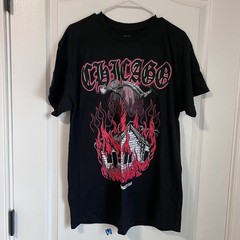 Goat Crew Chicago Burning House Skeleton Graphic T-Shirt Mens Large Black Tee