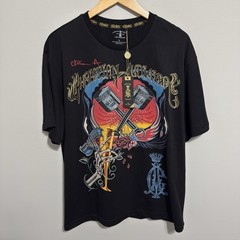 NEW Rare Y2K Christian Audigier Rhinestone Grunge Shirt Size L