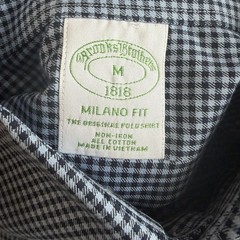 Brooks Brothers 1818 Shirt Mens M Milano Fit Gingham Cotton Preppy Business Blue