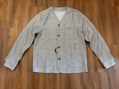 Men’s Patch Pocket Collarless Button Up Shirt Jacket, Size Medium, New