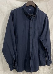Craft & Barrow Long Sleeve Button Up Dress Shirt Easy Care Size XL Navy Blue