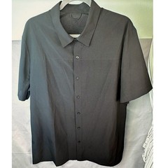 7 Diamonds Performance SS Button Down Shirt Black Recycled Poly XL Stretch