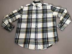Aeropostale Men Size XL Shirt Button Up Long Sleeve Yellow Grey Plaid Pocket