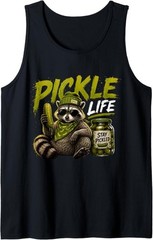 Funny Raccoon Eating Pickles Meme Raccoon Tank Top