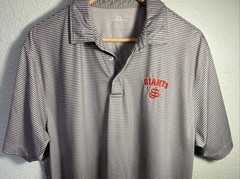 Giants Baseball Golf Shirt Vansport Gray White Stripe Mens Size Large