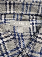NEW Ash & Erie Shirt Men’s M Blue Gray Plaid Flannel Standard Fit Button Up NWOT