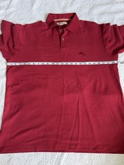 Tommy Bahama Men’s L Regular Red Solid Knit Pima/Poly Logo Polo Short Sleeve