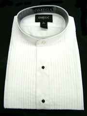 Men’s mandarin collar(banded collar) Tuxedo Shirt with 1/4 pleat