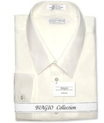 Biagio Mens 100% COTTON Solid CREAM Color Dress Shirt sz 15.5 34/35