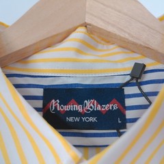 Rowing Blazers Fun Shirt Patchwork Striped Multi Color Button Down Large NWT