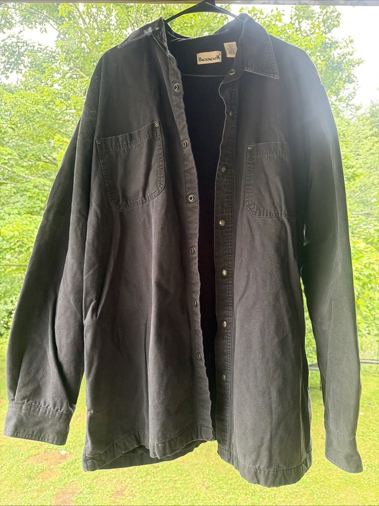 Vintage Backpacker Fleece Lined Jacket Mens XLT Long Sleeve Pockets Black