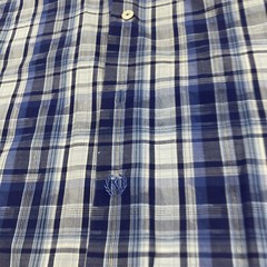 Bugatchi Uomo Cotton Button Shirt Men L Shaped Fit Classic Blue Plaid Button Up