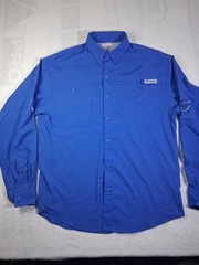 Columbia Shirt Mens Medium Blue Omni-Shade PFG Long Sleeve Vented Fishing #0103