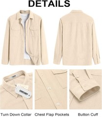 Men’s Button Down Waffle Shirt Jacket Casual Shacket Lightweight Overshirts