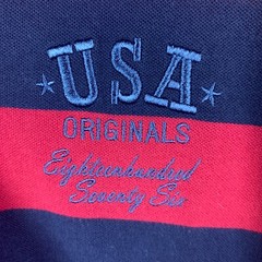 Jockey USA Originals Rugby Polo Shirt Medium Striped Long Sleeve Embroidered