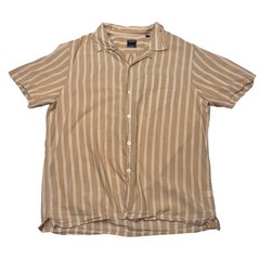 Todd Snyder Loop Collar Short Sleeve Button Up Shirt Men’s Large Stripe Luxury