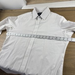 Mizzen + Main Blue Label Leeward Solid White Dress Shirt Stretch Mens M Slim Fit
