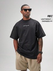 ARC Men’s Oversized Drop Shoulder Tee, Heavyweight Casual Gym Streetwear
