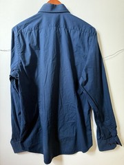 Express Men’s Blue Solid 97% Cotton 3% Spandex Dress Shirt M Long Sleeve