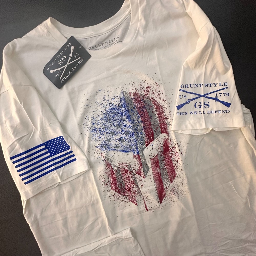 Grunt Style T Shirt Mens 3XL White American Spartan Military Patriotic Army NWT