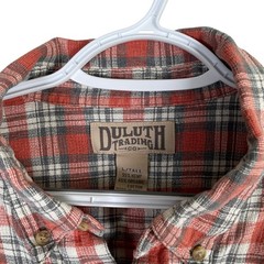 Duluth Hemp Short Sleeve Shirt Button Down Mens L Tall Red Plaid Pockets