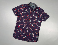Men’s Ted Baker Fish Pattern Short Sleeve Slim Fit Shirt size S/M