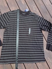 Vintage Basic Editions Black Gray Stripe Shirt Mens Large Long Sleeve NWT