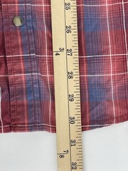 Lucky Brand Pearl Snap Long Sleeve Shirt Mens Size Medium Red Blue White Plaid