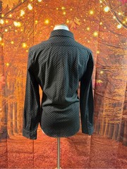 Express Black Button-Down Shirt with Subtle Micro Pattern